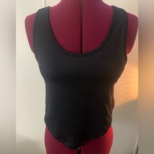 EUC SO black tank tops with built in sports bra, removable pads, Size M